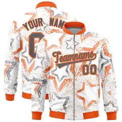 White Star Pattern Varsity Letterman Bomber Jacket 1