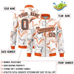 White Star Pattern Varsity Letterman Bomber Jacket 2