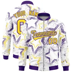 White Star Pattern Varsity Letterman Bomber Jacket 1