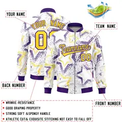 White Star Pattern Varsity Letterman Bomber Jacket 2