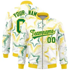 White Star Pattern Varsity Letterman Bomber Jacket 1