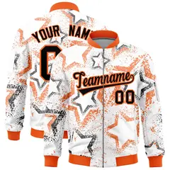 White Star Pattern Varsity Letterman Bomber Jacket 1