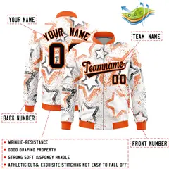 White Star Pattern Varsity Letterman Bomber Jacket 2