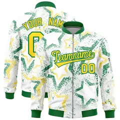 White Star Pattern Varsity Letterman Bomber Jacket 1
