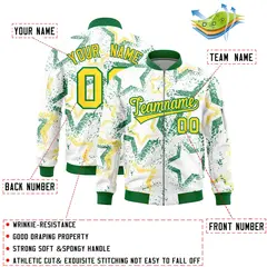 White Star Pattern Varsity Letterman Bomber Jacket 2