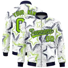 White Star Pattern Varsity Letterman Bomber Jacket 1