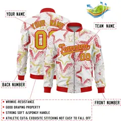 White Star Pattern Varsity Letterman Bomber Jacket 2