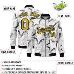 White Star Pattern Varsity Letterman Bomber Jacket 2