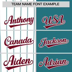 White Teal and Crimson Pinstripe Raglan Baseball Jersey 3