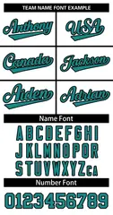 White Teal-Black Classic Basketball Jersey 3