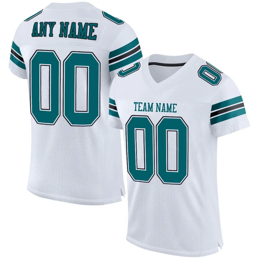White Teal-Black Classic Mesh Authentic Football Jersey