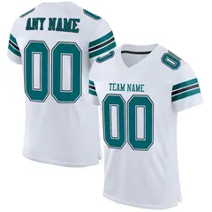 White Teal-Black Classic Mesh Authentic Football Jersey 1