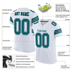 White Teal-Black Classic Mesh Authentic Football Jersey 2