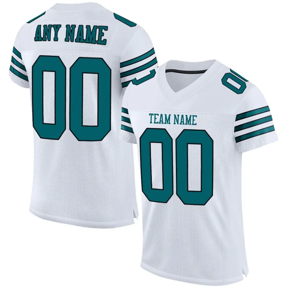 White Teal-Black Classic Mesh Authentic Football Jersey
