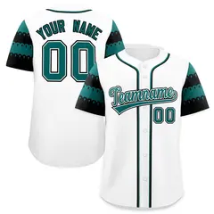 White Teal Black Sleeve Flag Lace Baseball Jersey 1