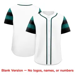 White Teal Black Sleeve Flag Lace Baseball Jersey 7