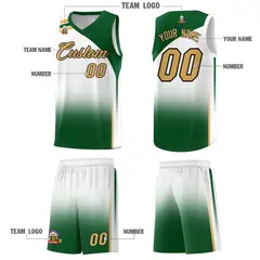 White Teal Gradient Sports Uniform Basketball Jersey 5