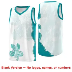 White Teal Illusion Flower Graffiti Basketball Jersey 7