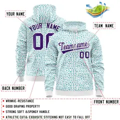 White Teal Leopard Print Varsity Full-Zip Letterman Jacket Hoodie 4