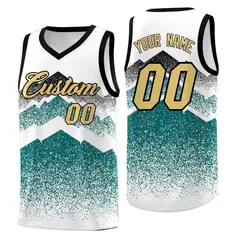 White Teal Mountain Fade Gradient Fashion Basketball Jersey 1