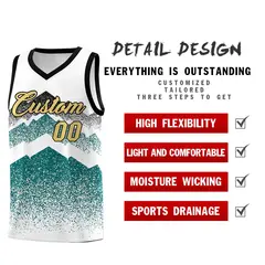 White Teal Mountain Fade Gradient Fashion Basketball Jersey 2