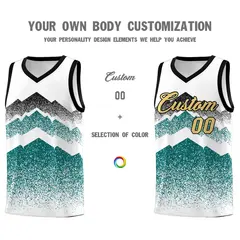 White Teal Mountain Fade Gradient Fashion Basketball Jersey 3