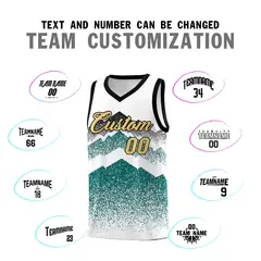 White Teal Mountain Fade Gradient Fashion Basketball Jersey 4