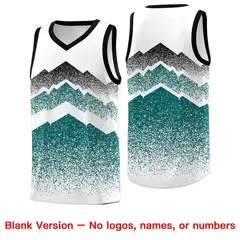 White Teal Mountain Fade Gradient Fashion Basketball Jersey 6