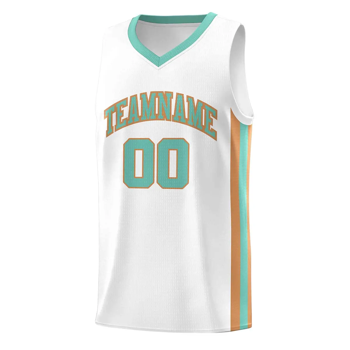 White Teal-Old Gold Classic Mesh Sport Basketball Jersey