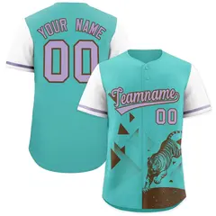 White Teal Raptor Series Raglan Breathable Baseball Jersey