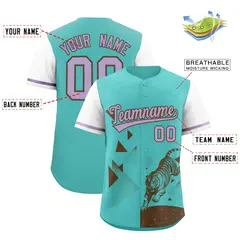 White Teal Raptor Series Raglan Breathable Baseball Jersey 2