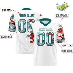 White Teal Sleeve Ukiyo-e Auspicious Clouds Graffiti Football Jersey 2