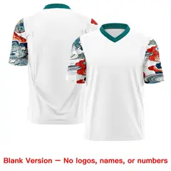 White Teal Sleeve Ukiyo-e Auspicious Clouds Graffiti Football Jersey 7