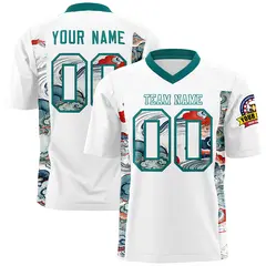White Teal Ukiyo-e Auspicious Clouds Graffiti Football Jersey 1