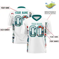 White Teal Ukiyo-e Auspicious Clouds Graffiti Football Jersey 2