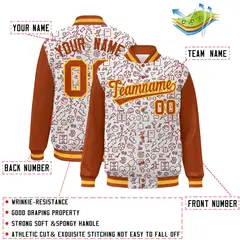 White Texas Orange Line Graffiti Varsity Raglan Letterman Jacket 2