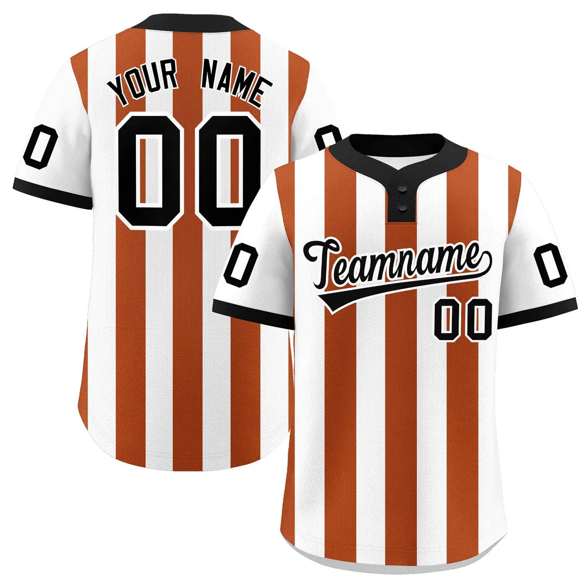 White Texas Orange Stripe Two-Button Softball Jersey