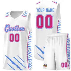 White Tiger Claw Pattern Sports Uniform Basketball Jersey
