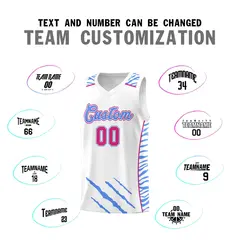White Tiger Claw Pattern Sports Uniform Basketball Jersey 4