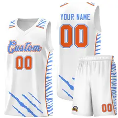 White Tiger Claw Pattern Sports Uniform Basketball Jersey