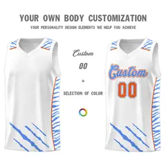 White Tiger Claw Pattern Sports Uniform Basketball Jersey 3