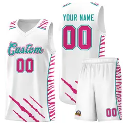 White Tiger Claw Pattern Sports Uniform Basketball Jersey