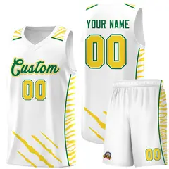 White Tiger Claw Pattern Sports Uniform Basketball Jersey
