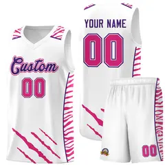 White Tiger Claw Pattern Sports Uniform Basketball Jersey