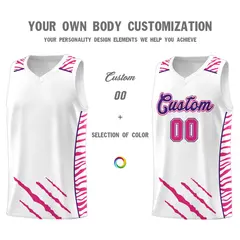 White Tiger Claw Pattern Sports Uniform Basketball Jersey 3