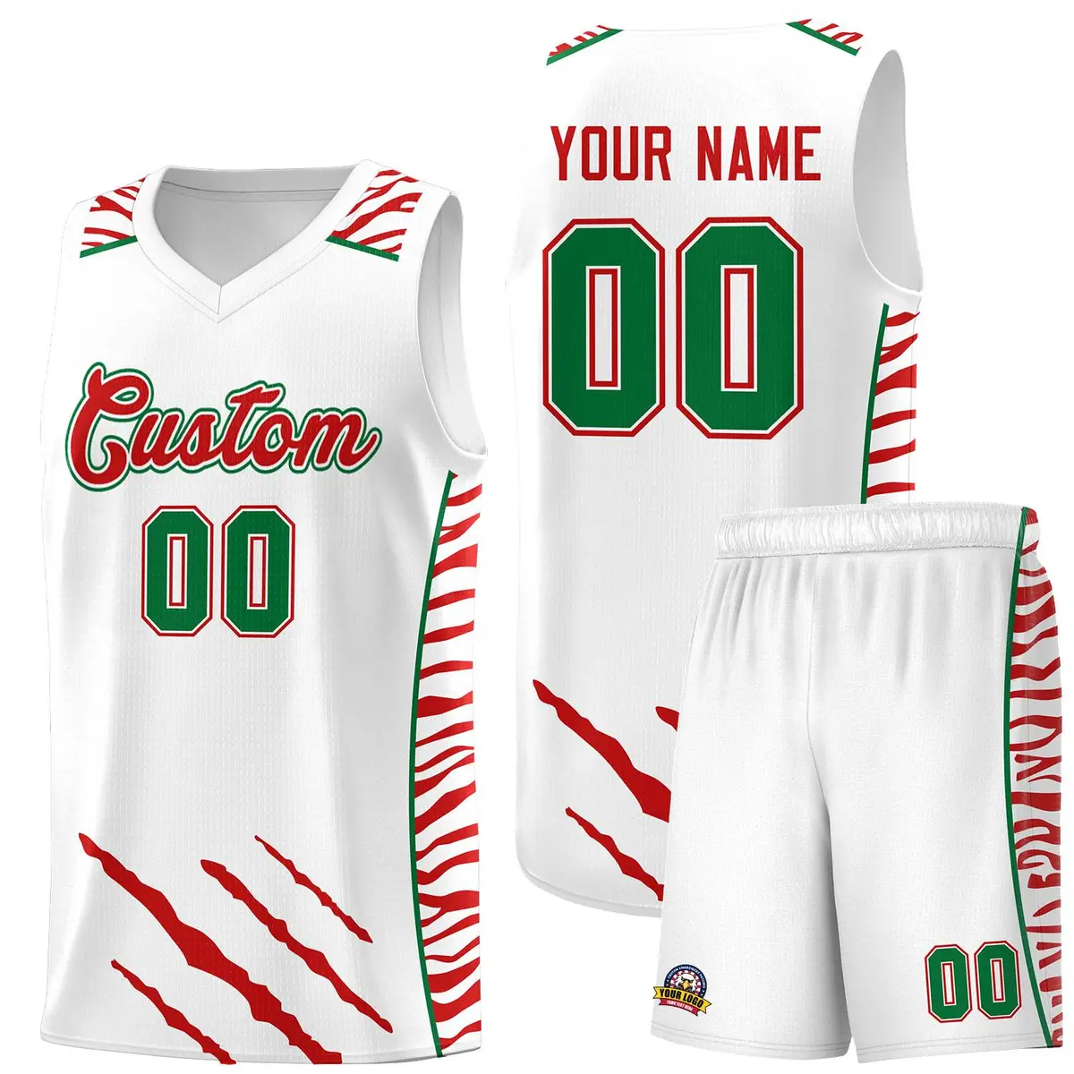 White Tiger Claw Pattern Sports Uniform Basketball Jersey