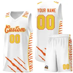 White Tiger Claw Pattern Sports Uniform Basketball Jersey