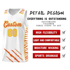White Tiger Claw Pattern Sports Uniform Basketball Jersey 2