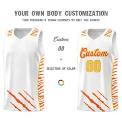 White Tiger Claw Pattern Sports Uniform Basketball Jersey 3