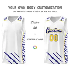 White Tiger Claw Pattern Sports Uniform Basketball Jersey 3